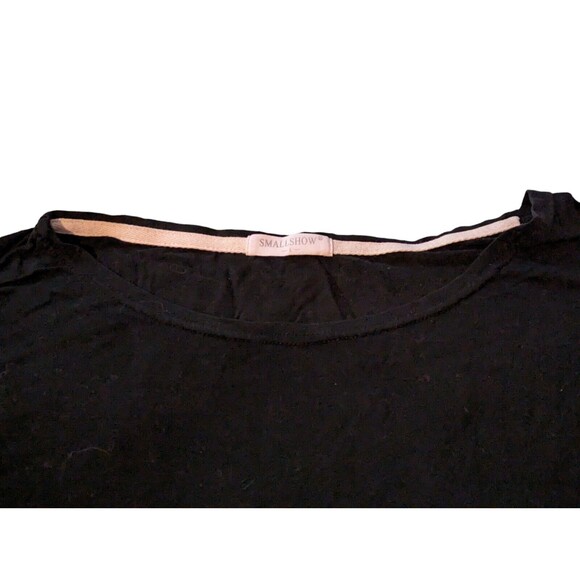 Small Show Pullover Shirt Womens Black Maternity Top Large SS Rayon Blend - Picture 2 of 7